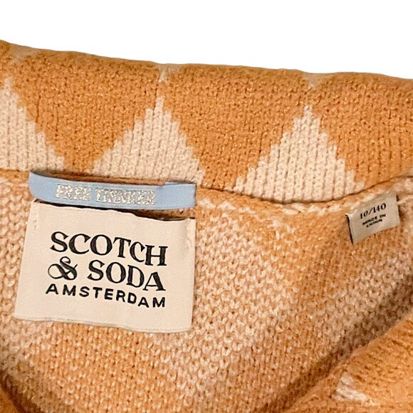 Scotch & Soda Kids Argyle Checkerboard Knit Sweater – Size 10/140 – Tan & Cream - Picture 11 of 12
